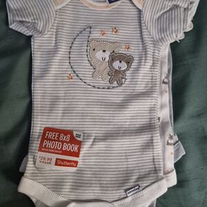 Striped Baby Onesie with Bear Design